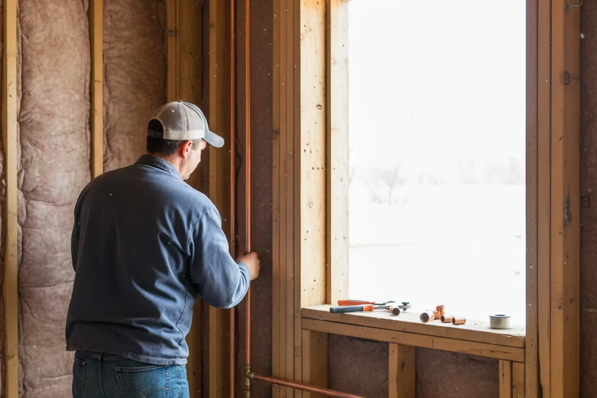 Licensed plumber running new copper supply lines in a Sykesville home